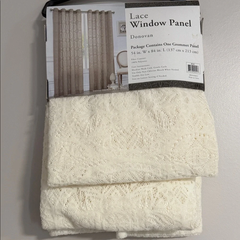 Lace Window Panel Curtain - Cream